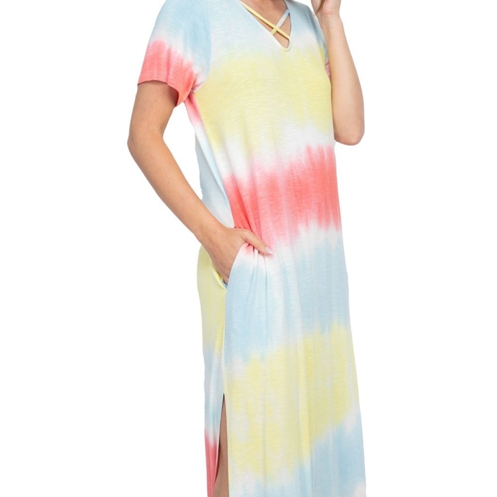 Coral Tie Dye Maxi Dress - Picture 7 of 7